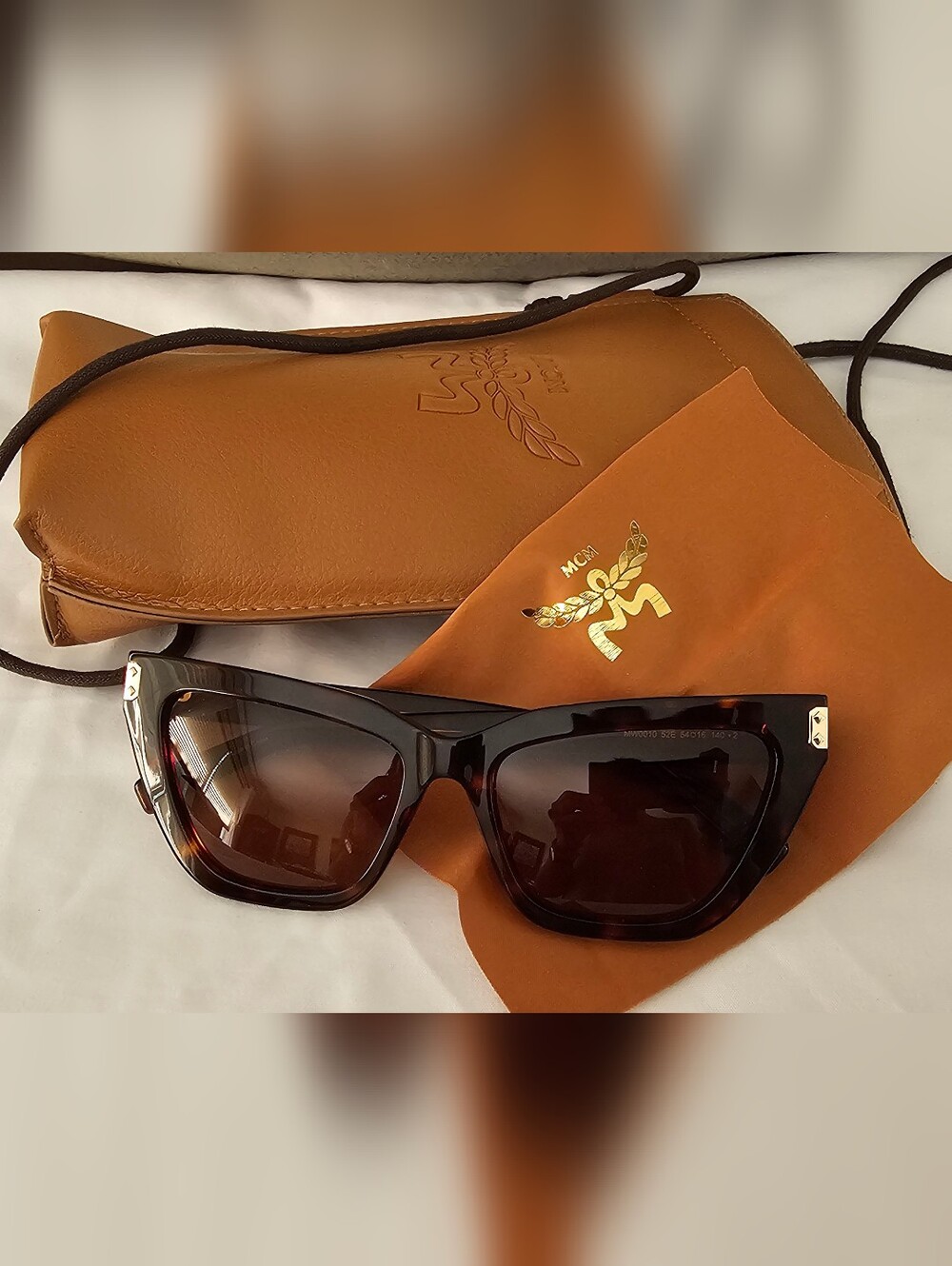 MCM Brown Tortoiseshell Sunglasses with Leather Case